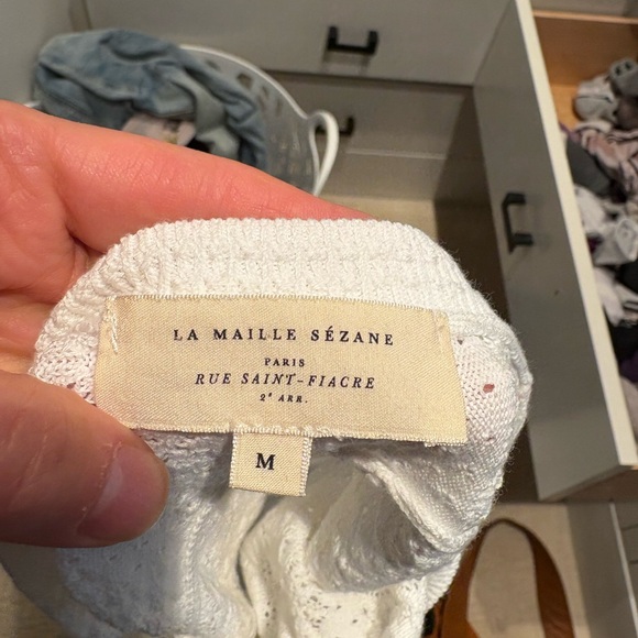 Sezane Gretha sweater. Cream knit deep V - neck ,lightweight, size M - Picture 6 of 6